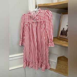 Girls' Red Gingham Long-Sleeve Nightgown